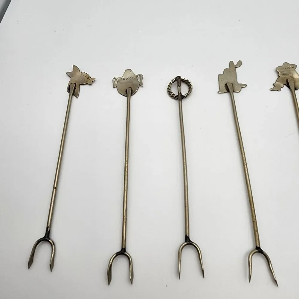 Vintage Taxco Set of 7 Olive/Pickle Forks